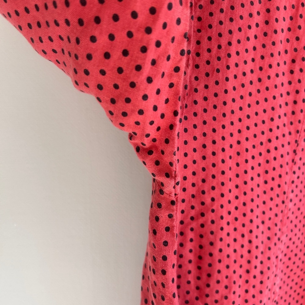 VTG MATCH POINT 90s 100% Linen Polka Dot Oversized Lagenlook Tunic USA Made | S - Picture 5 of 9